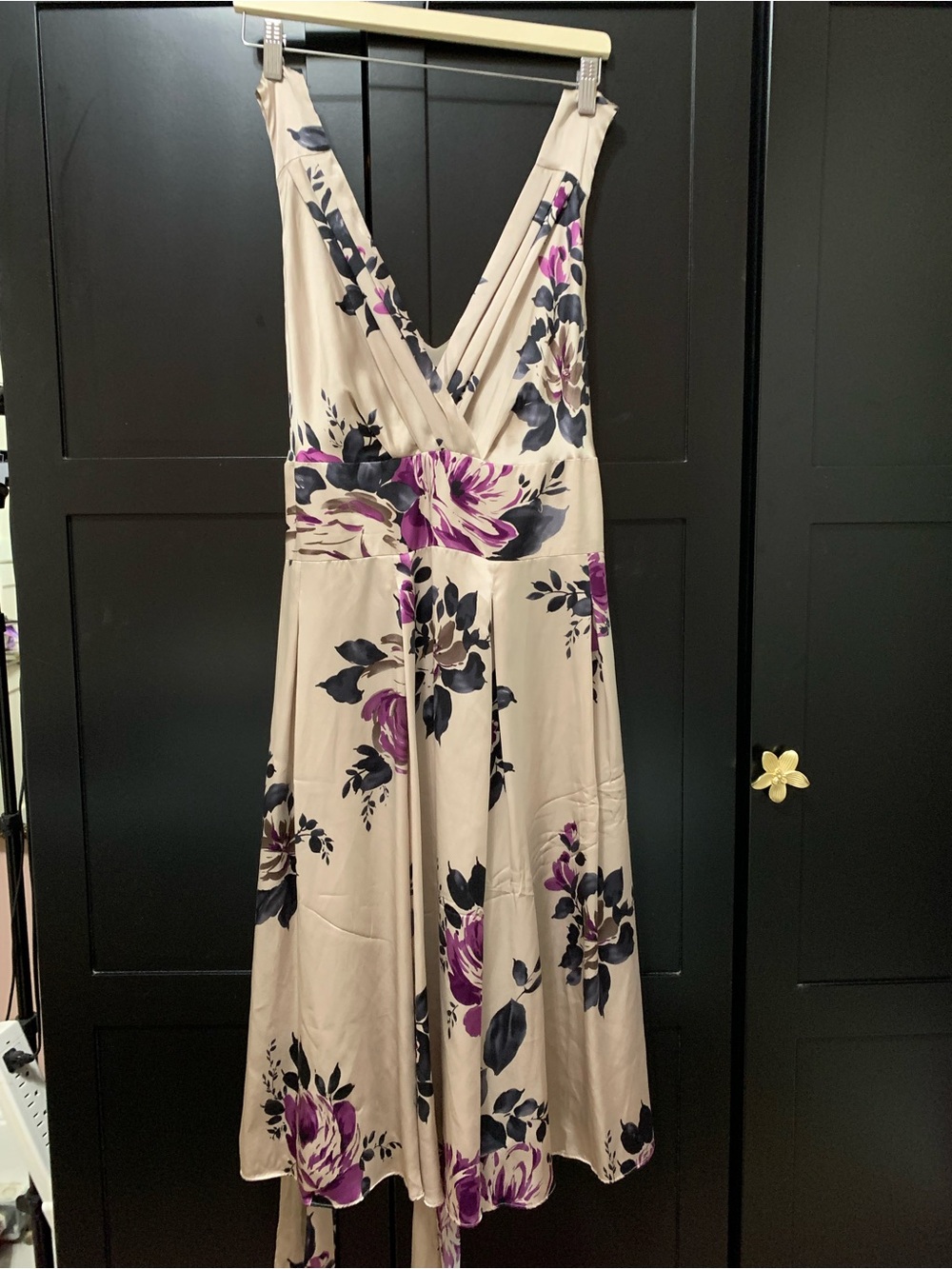 Hobbs London 100% Silk Dress Purple Floral Print V-Neck luxury quality classic